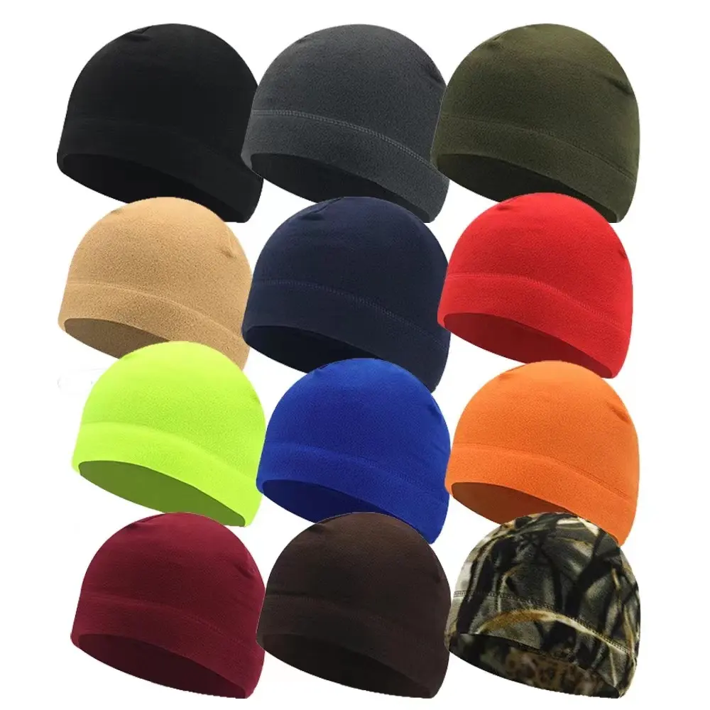 Winter Warme weiche Kopf bedeckung Skull Polar Fleece Radsport Sport hut Logo Beanie Hat