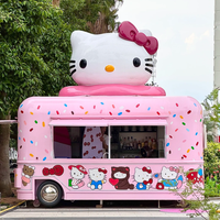 Camion de restauration sur le thème de Hello Kitty rose et adorable - Kiosque mobile personnalisable pour glaces et desserts, idéal pour parcs d'attractions et zones d'accueil
