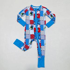 Nuevo Diseño, Pijama <span class=keywords><strong>de</strong></span> Bambú Viscosa para Bebé con Estampado Personalizado al por Mayor, Mameluco <span class=keywords><strong>de</strong></span> Bambú Orgánico con Doble Cremallera, Unisex, para Todas las Temporadas - Product Image 6