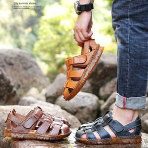Sandalias de Hombre con Hebilla de Cuero Genuino, Tiras Cruzadas, Punta Cerrada, Entresuela de EVA, Suela de Goma Antideslizante, Casuales, de Verano, para Playa - Product Image 5