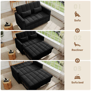 Canapé-lit convertible 3 en 1 en velours moderne avec rangement, dossier réglable à 5 niveaux pour salon, bureau à domicile, chambre à coucher - Product Image 2