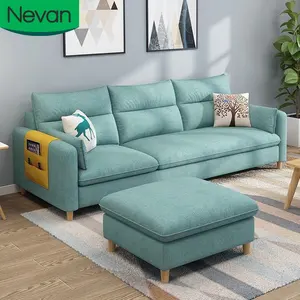 Set Kecil Nordik Bingkai Kayu Solid Warna-warni Lengkap Kontemporer Sofa Kain Modern Terlaris