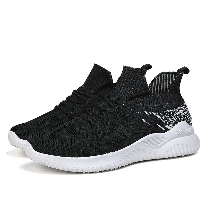 2022 white and black Couple Mesh Breathable knitting Running shoes sneakers casual sport shoe