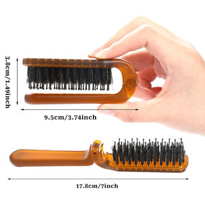 Portable pliant cochon <span class=keywords><strong>crinière</strong></span> peigne cheveux bouclés moelleux maquillage coiffure peigne en plastique maison pour voyage maison sanglier poils brosse à cheveux - Product Image 3