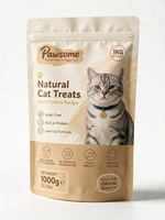 Sachet Doypack refermable finition mate avec barrière en aluminium pour friandises pour chats sans céréales, recette poulet, emballage de vente au détail pour aliments pour animaux de compagnie