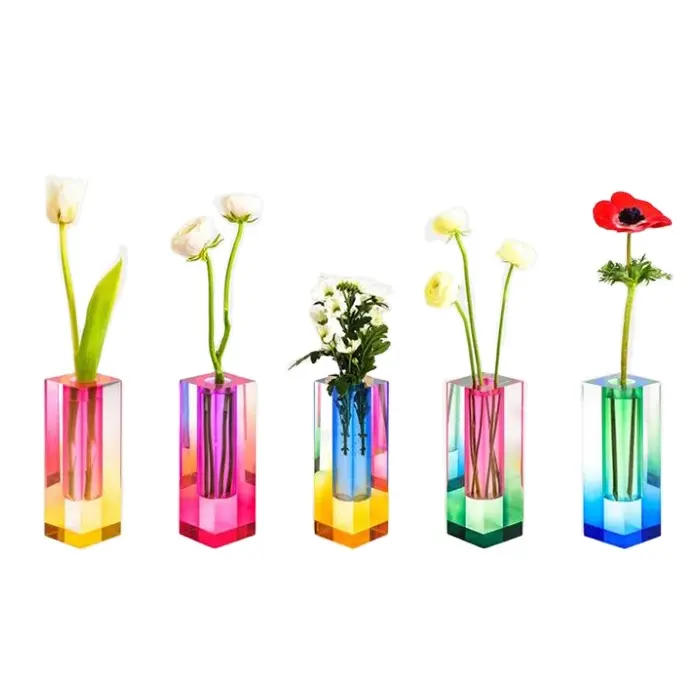 Floreros de plástico personalizados para decoración, jarrones acrílicos de cristal y vidrio de lujo
