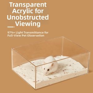 Grande toilette pour hamster transparente 2 en 1, bac à <span class=keywords><strong>sable</strong></span>, plateau d'apprentissage à la propreté pour hamsters syriens/gerbilles/hamsters nains - Product Image 2