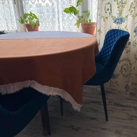 Nappe ronde en lin tissé bicolore de style européen, couvre-table de salle à manger, couleurs de couture personnalisables, marron, linge de table pour la maison
