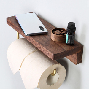 Soporte de pared de madera maciza personalizado de fábrica para caja de pañuelos con soporte de papel higiénico de pie y estante para teléfono - Product Image 5