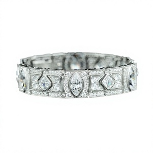 Pulsera de tenis de platino con diamantes, corte brillante, diseño geométrico, engaste de garra, unisex, clásica, para boda, compromiso, aniversario - Product Image 1