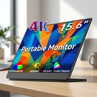 Monitor Portátil 4K de 15.6 Pulgadas, 600 Nits de Brillo, 100% sRGB, Pantalla Externa de Aleación de Aluminio con Base Plegable para Laptop y PC