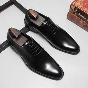 New Men's Formal Genuine Leather Square <b>Toe</b> Shoes Hollowed-Out Trendy Korean-Style Business Casual Lace-Up Anti-Slip Autumn - Product Image 4