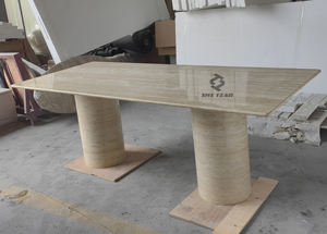 أثاث مخصص من الأحجار الطبيعية على شكل حجر رخامي مخدد دائري بيضاوي من بيج من من من من من من من الرخام من من من من من من من من من من من من من من من من من من من من من من من من من من من من من من من من من من من من من من من من من من من من من من من من من من من من من من من - Product Image 5