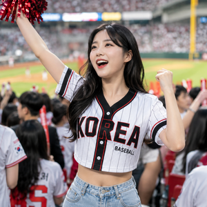 Jersey de Béisbol Coreano para Fanáticas, Estilo Moderno, Personalizado con Nombre y Número, Jersey Corto para Mujer - Product Image 1