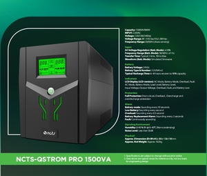 Alimentation sans interruption (ASI) OSTROM <span class=keywords><strong>PRO</strong></span> 1500VA, montage en tour, 220-240VAC, 50/60Hz, capacité de sortie disponible, pour la maison - Product Image 4