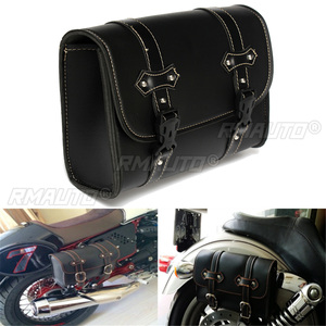 Universal Motorcycle Saddlebags Side <b>Tool</b> Bag PU <b>Leather</b> Luggage Saddle Bag <b>Pouch</b> for Honda for Yamaha for Suzuki for Kawasaki - Product Image 1