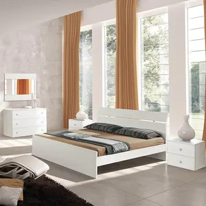 NOVA 20MAA049 Set Kamar Tidur Putih, Furnitur Melamin Ukuran Penuh King Queen untuk Set Furnitur Kamar Tidur Buatan Cina