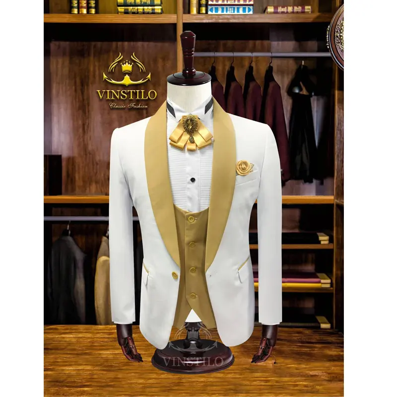 Custom Shawl Lapel Single Breasted 3 Piece Slim Fit Men Suit Wedding Prom Suit