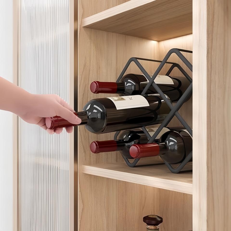 Modern Classic Black Metal Wire Wine Rack Countertop Table Top Bottle ...