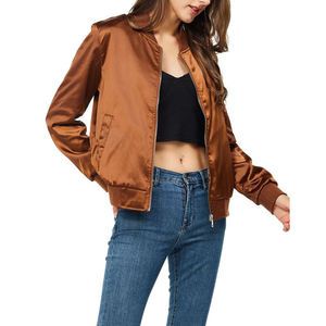 Veste en satin de nylon à col montant et doublure en peau de mouton, respirante, élégante, avec fermeture éclair sur le devant, sur mesure, best-seller - Product Image 4