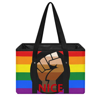 Panier de courses pliable personnalisé QPOC Pride, panier réutilisable style arc-en-ciel gay pour cadeaux de fête et courses quotidiennes en famille