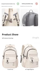 Sac à dos unisexe léger et imperméable en nylon, tendance, pour collégiens et lycéens, 20-35L, avec coussin d'air - Product Image 5