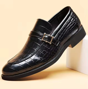 Zapatos de Vestir Casuales de Negocios con Diseño de Cocodrilo, Suela Gruesa, Transpirables, de PU, con Hebilla, Punta Metálica, para Bodas - Product Image 3