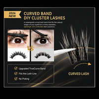 Extensions de cils courbés sans colle, grappes de cils à presser, faux cils sans colle, imperméables, 7-15 jours, emballage personnalisé