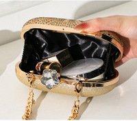 Tas Malam Wanita Berlian Kecil Berkilau Bentuk Oval, Dompet Clutch Mewah untuk Pengantin, Dompet Pernikahan, Tas Pesta Berhias Berlian Imitasi, Tas Tangan Bingkai untuk Acara Prom