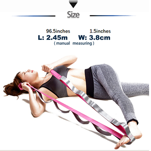 רצועת יוגה 12 לולאות רצועת מתיחה ויוגה רצועת מתיחה שיקום לחגורת יוגה לחדר כושר - Product Image 3