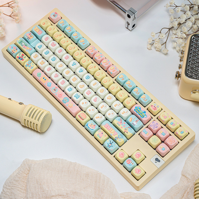 Personalized Pa-trick Star Keycaps M-OA Profile Cute Rounded PBT Sublimation Compatible with 60/61/68/75/87/98/99/104 Layouts