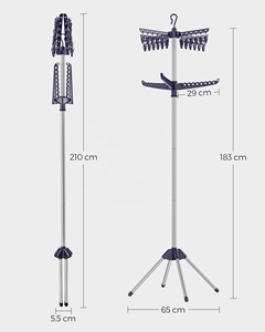 رف تجفيف الغسيل القابل للطي من سونجميكس بطول 72 بوصة مع 3 أذرع دوارة للتعليق، رف تجفيف الملابس ثنائي الطبقات - Product Image 4