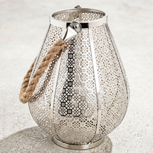 Portavelas Decorativo de Metal Niquelado con Asa de Cuerda para Jardín, Patio, Bodas, Decoración del Hogar y Eventos al Aire Libre - Product Image 1