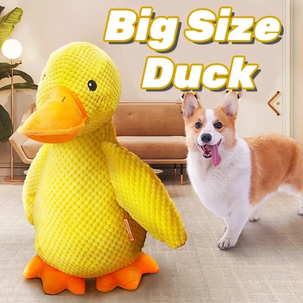 Wholesale Soft Fabric Bite Resistant Molar Voice Stomping Duck Shape Pet Plush Squeaky Toy
