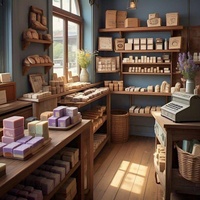 Étagères de présentation en bois personnalisées et présentoirs de table pour les magasins de savons, de cosmétiques et de cadeaux