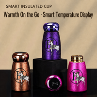 Gourde isotherme portable en acier inoxydable personnalisable avec affichage LED de la température – Bouteille LED mignonne en forme de champignon