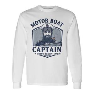 T-shirt à manches longues pour capitaine de bateau à moteur, col rond unisexe, vêtements de navigation en ponton - Product Image 1
