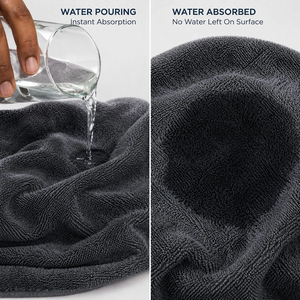 Dark Gray Bath <b>Towels</b> <b>Set</b> Solid Color Rectangle Home Use Machine Wash Woven - Product Image 5