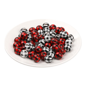 ลูกปัดไม้ลายตารางขาวดำขนาด 16 มม. สำหรับงานประดิษฐ์ DIY ตกแต่งเครื่องประดับ - Product Image 2