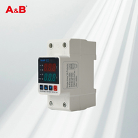 Protecteur de surtension et de sous-tension numérique monophasé A&B PN2-VA2 AC 63A 220V avec affichage numérique en matériau PC