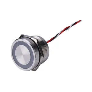 Bouton poussoir lumineux à anneau électronique IP68 interrupteur à bouton-poussoir en métal étanche avec interrupteur piézo-électrique LED 25mm