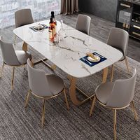 Ensemble de table à manger rectangulaire moderne en pierre frittée au design unique et luxueux avec des fonctionnalités pliables/extensibles, meubles de salle à manger