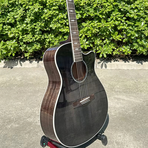 Guitarra Acústica Vintage de Alta Calidad Marca Aiersi, Tapa de Abeto Sólido, Acabado Brillante en Caoba, Color Negro, para Amantes de la Música - Product Image 1