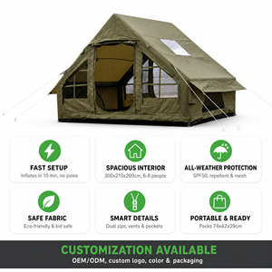 Luxury Inflatable Camping <b>Tent</b> 6-8 Person, <b>Waterproof</b> Four-Season Oxford Family Outdoor Air <b>Tent</b> with Skylight and Pump - Product Image 1