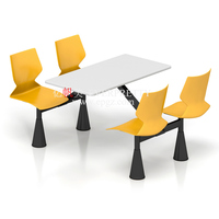 Ventes chaudes Table et chaises de salle à manger de cantine scolaire moderne et stable en fibre de verre, ensemble de 4 places