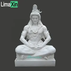 Outdoor Tuin Decoratieve Indian Lord Shiva Standbeeld Hand Gesneden Levensgrote Marmeren Sculptuur