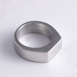Men's Geometric Titanium Steel <b>Ring</b> Simple Flat Rectangular Smooth Trendy Jewelry Gift SA489 - Product Image 4