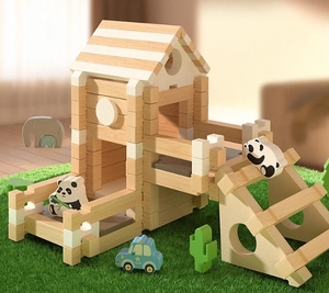 Rompecabezas de <span class=keywords><strong>Casa</strong></span> de <span class=keywords><strong>arquitecto</strong></span> de educación temprana artesanías en madera hechas a mano padres niños edificio mortaja bloques de espiga juguete de madera para regalo - Product Image 3