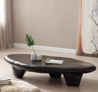 Table basse ovale minimaliste créative ATUNUS en forme de galet, noir et blanc, petite table de salon minimaliste