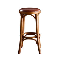 Tabouret de bar haut rond en bois massif rembourré, style américain, minimaliste et créatif, pour réception et maison, design européen, vente en gros